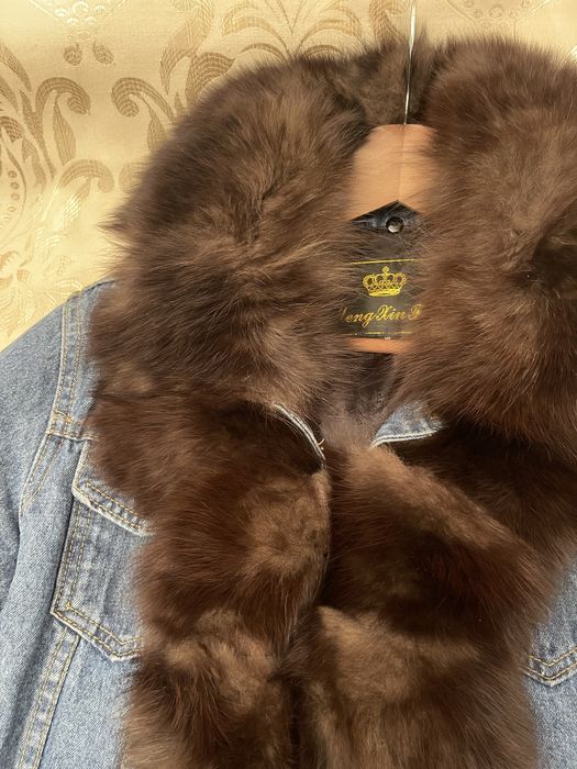 Geaca 2 in 1 de blug captusita, cu blana naturala de vulpe detasabila