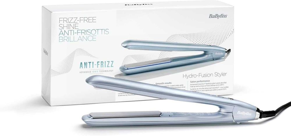 Преса за коса Babyliss ST573E Hydro-Fusion, Синя, Йонизация