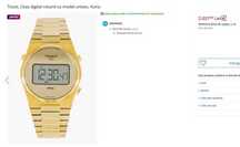 Ceas Tissot PRX Digital 35mm, unisex, auriu