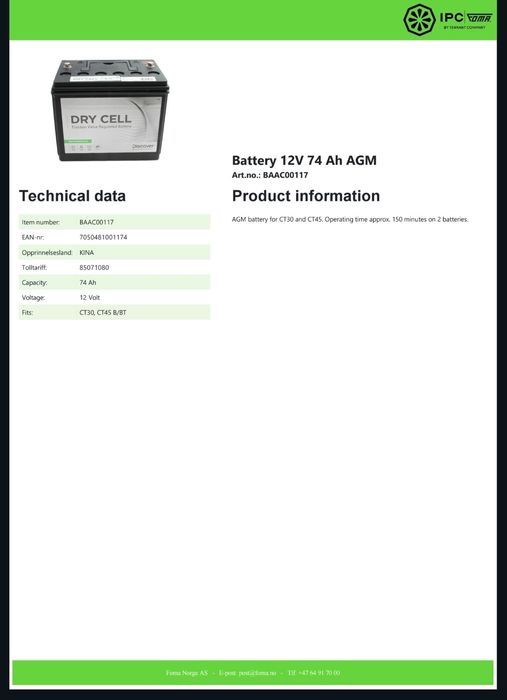 Baterie Barca/rulotă