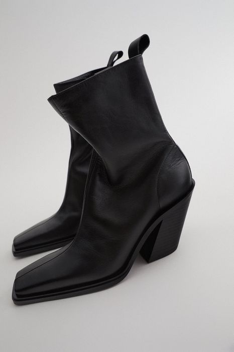 Ghete ZARA stil Cowboy din piele