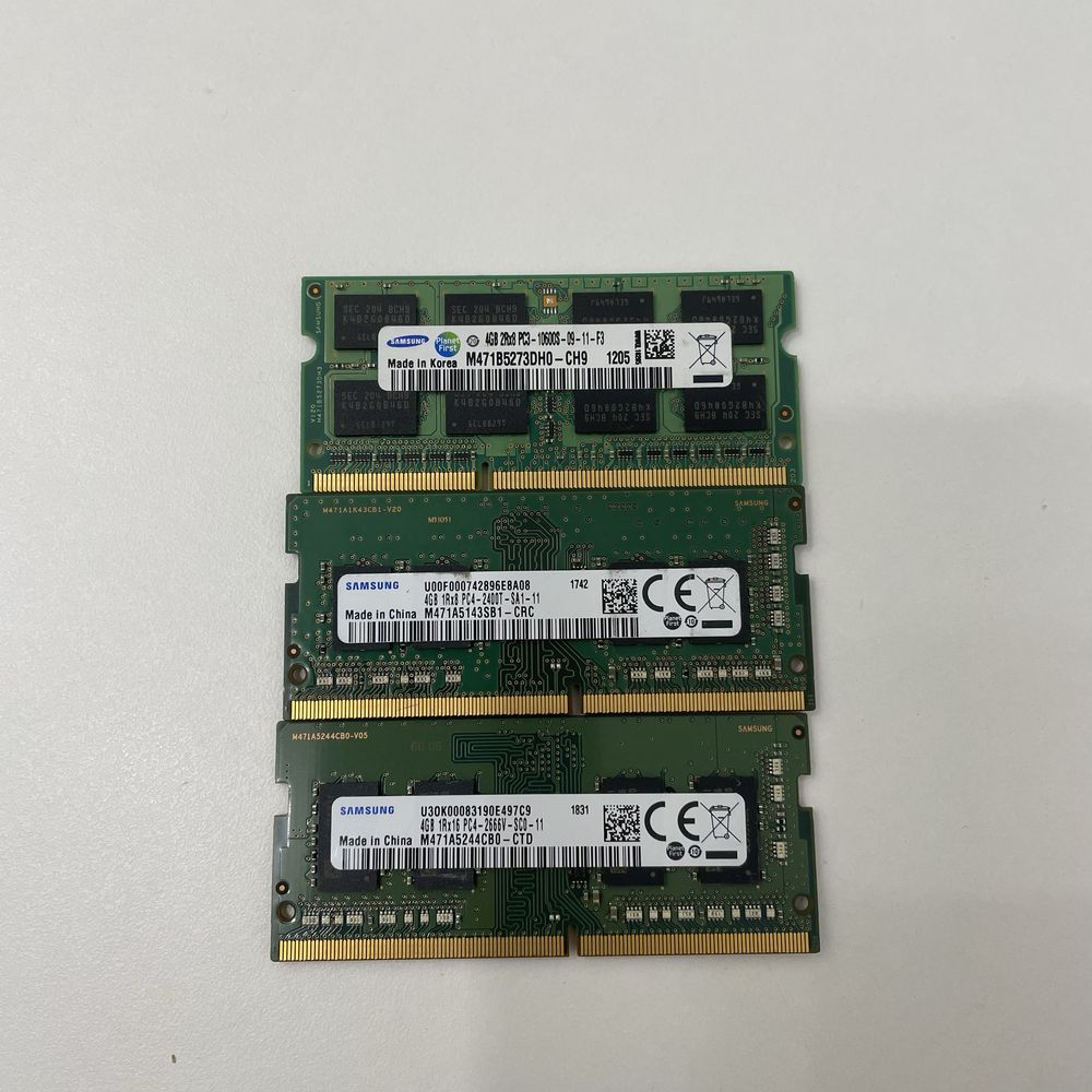 ОЗУ для ноутбук Samsung ddr3 4Gb-1шт, ddr4 4Gb-2шт БУ