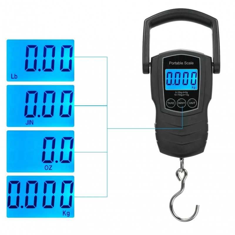 Ръчна електронна везна с кука до 10/50 kg с резолюция 5/10 g, 20214431
