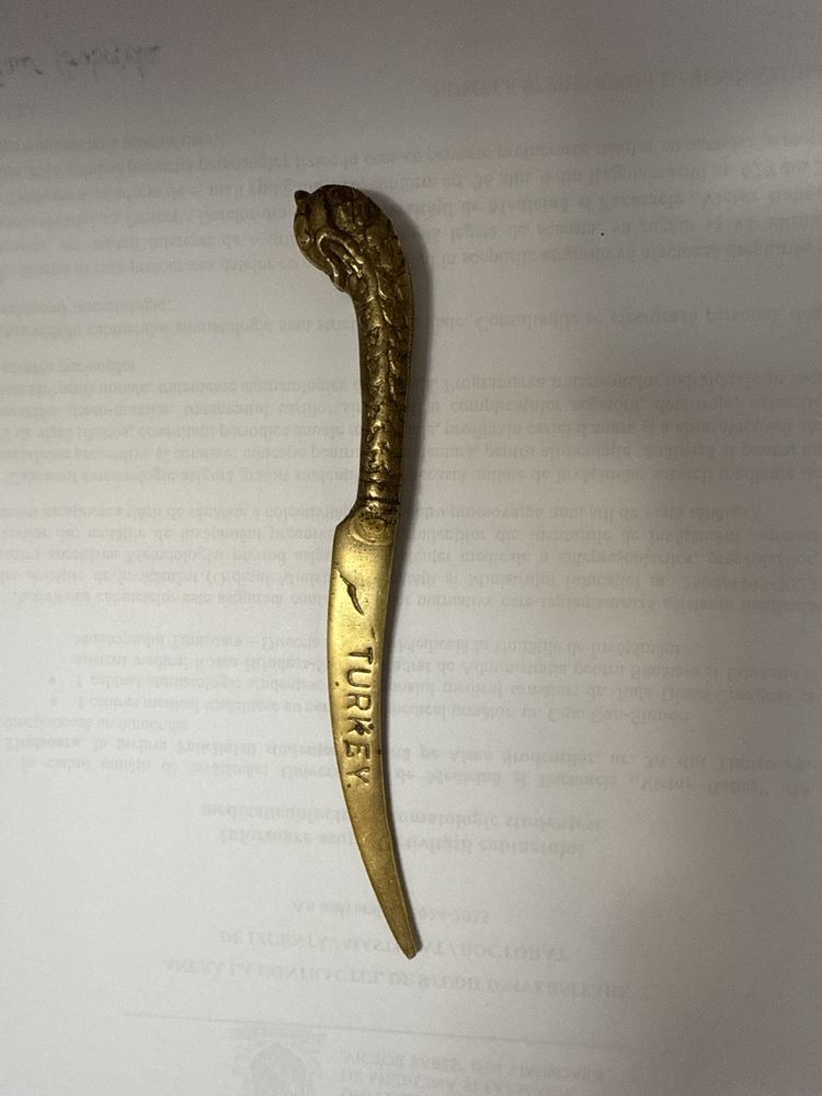 Cutit de birou Vintage , Turcia, Metal Bronzat