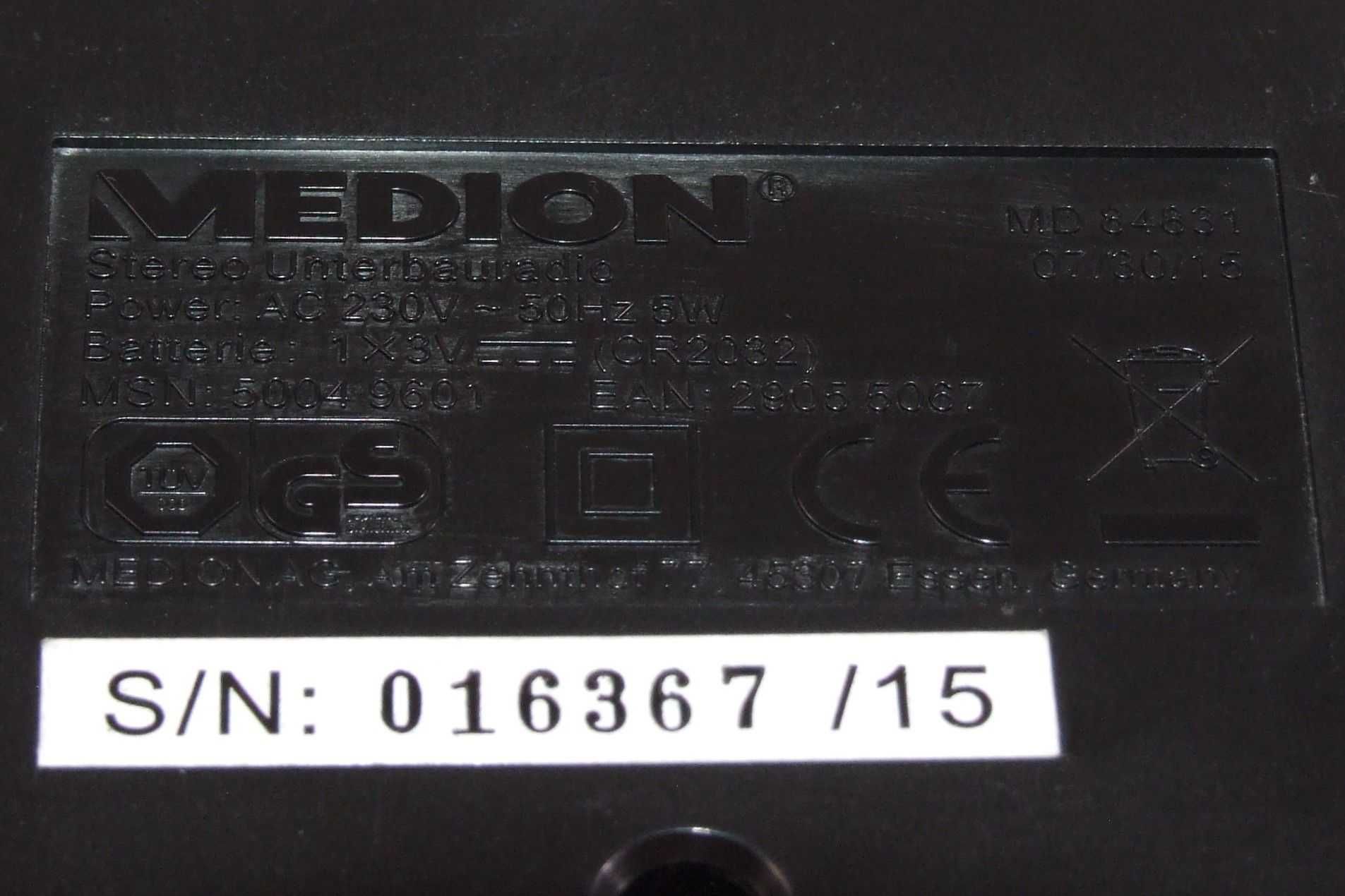 Radio cu ceas MEDION, unde ultrascurte (FM), Made in Germany, NOU