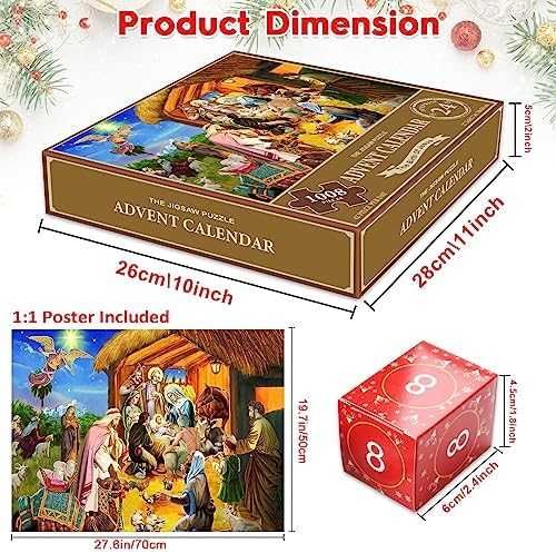 Нов Пъзел адвентен календар 24 части – подарък за Коледа дете игра