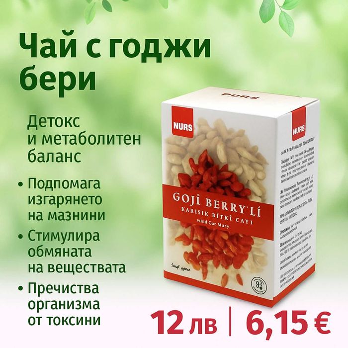 NURS чай с годжи бери 42 филтърни пакетчета за детокс и енергия