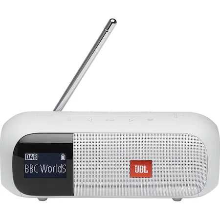 Radio portabil JBL Tuner 2,Bluetooth,DAB/FM,Rezistent la apa IPX7, Alb