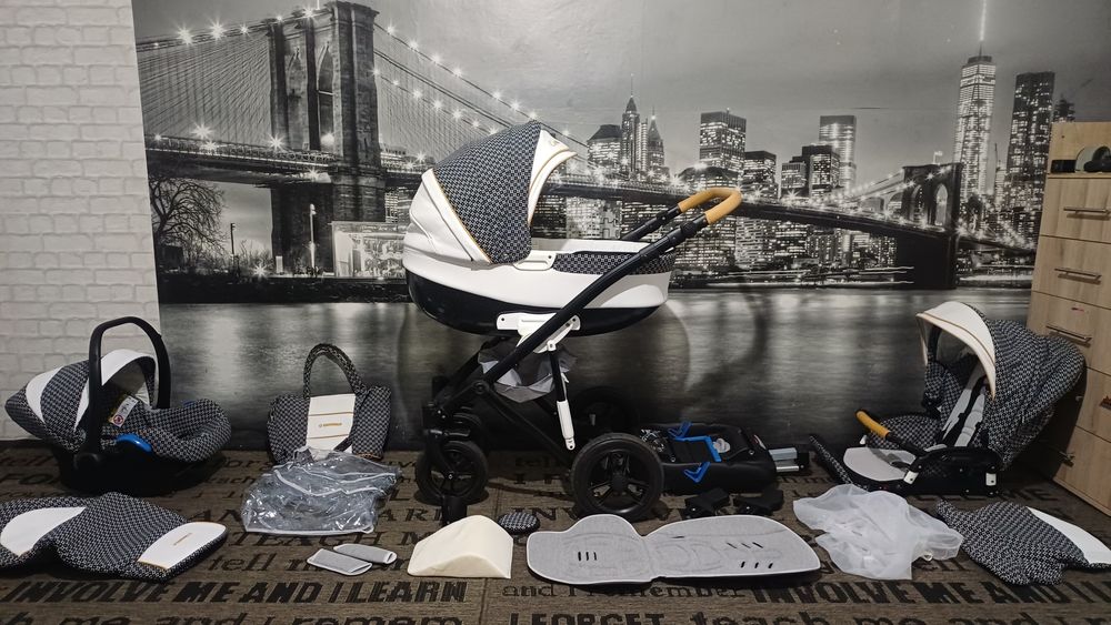 Cărucior/căruț copii 3 în 1 sport+landou+scaun auto.