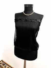 Top elegant negru cu paiete voal XS-S