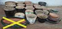 РАСПРОДАЖА-горшки глиняные для цветов (29 штук) и поддоны, цена за все