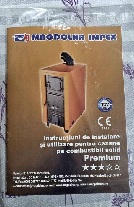 Cazan pe combustibil solid Magdolna 37KW, dotat cu termostat Watts.