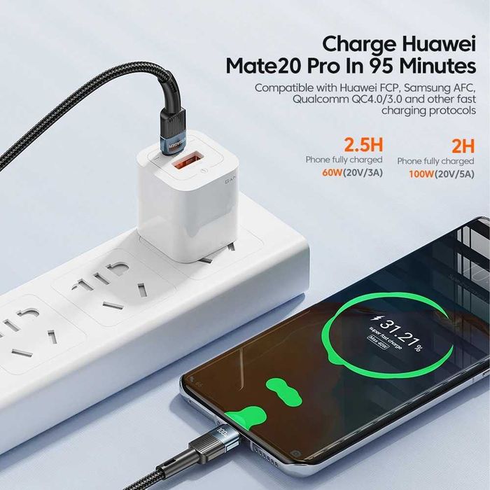 100W USB тип C към USB C кабел USB-C PD бързо зареждане