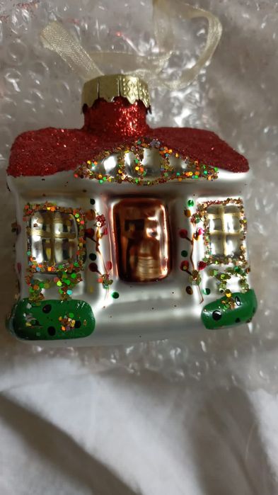 Игрушка новогодняя стекло  домик
