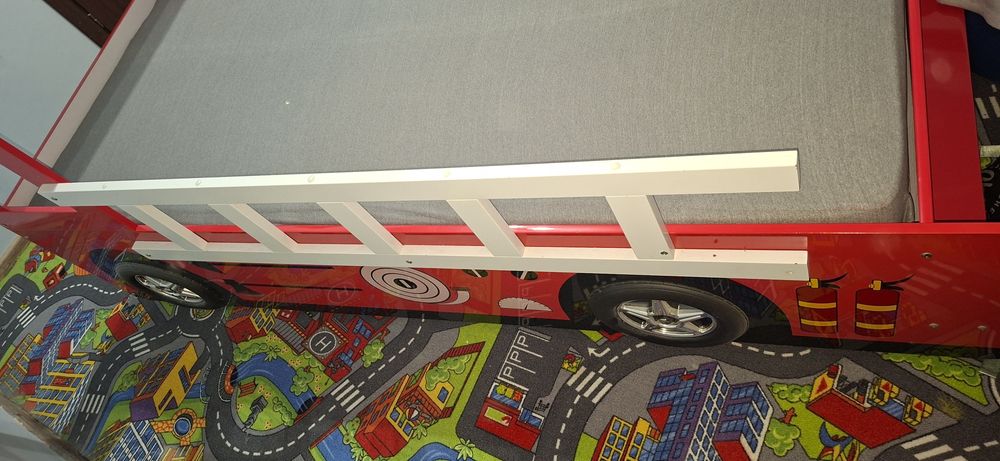 Pat  copii dormitor saltea  masina de pompieri