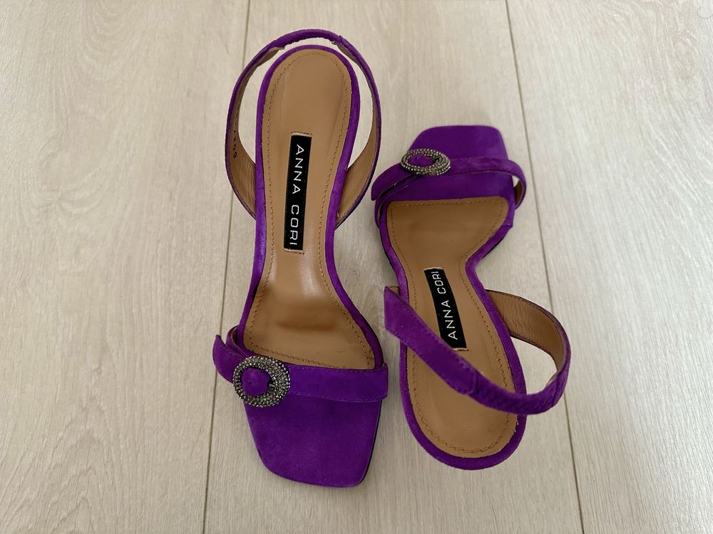 Sandale de Damă din piele naturală întoarsă, măr 36, Anna Cori, Violet