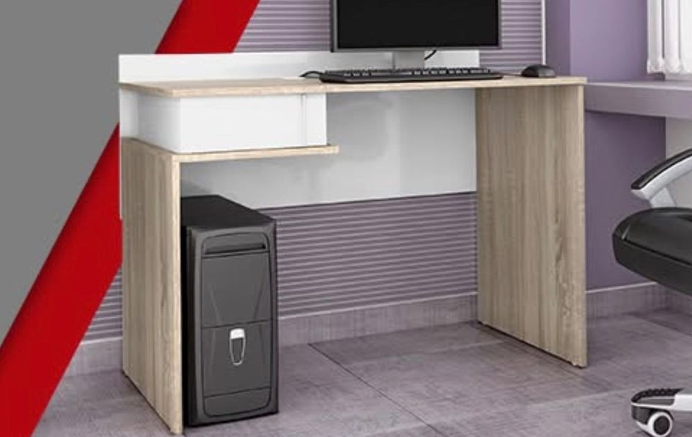 Бюро - цвят бял гланц и дъб синома