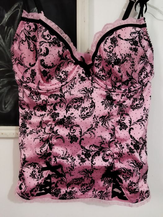 Corset lenjerie din satin sexy roz reglabil mărimea Xs-S