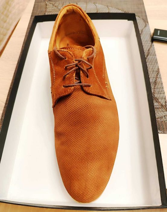 Мъжки обувки от естествена кожа (набук), цвят светло кафяво с номер 44