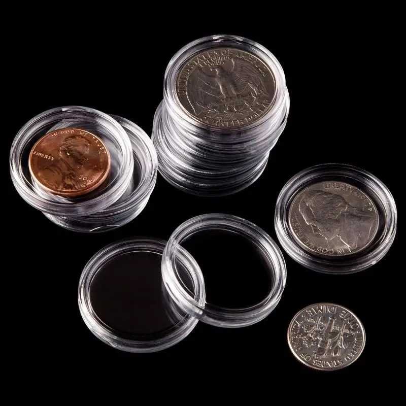 100 Capsule monede cu spuma de protectie/5 dimensiuni 17/20/25/27/30mm