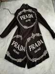 Cardigan PRADA superb negru, cu imprimeu alb