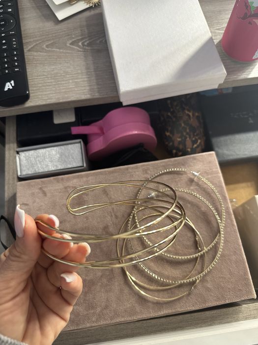 Сет големи халки и чокър по врата цвят Gold