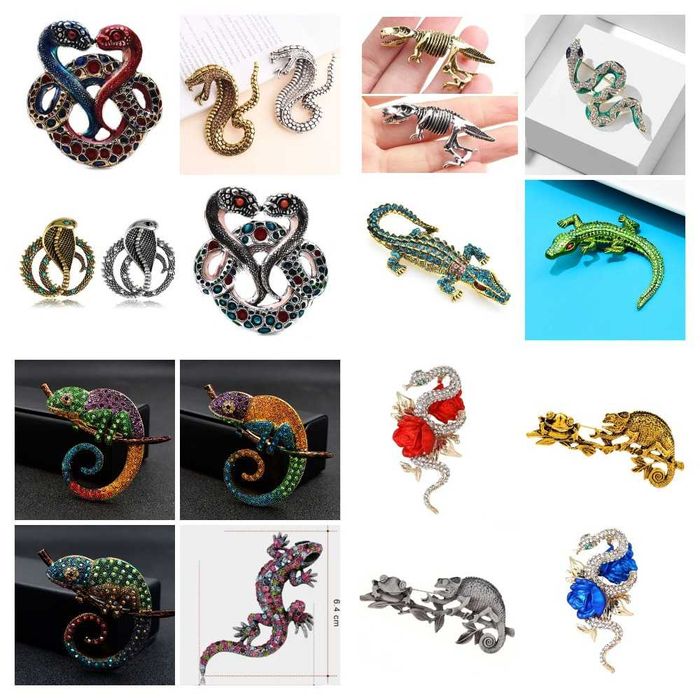 Красивая Брошь/значок в виде змеи, ящерицы, гекона, крокодила черепахи