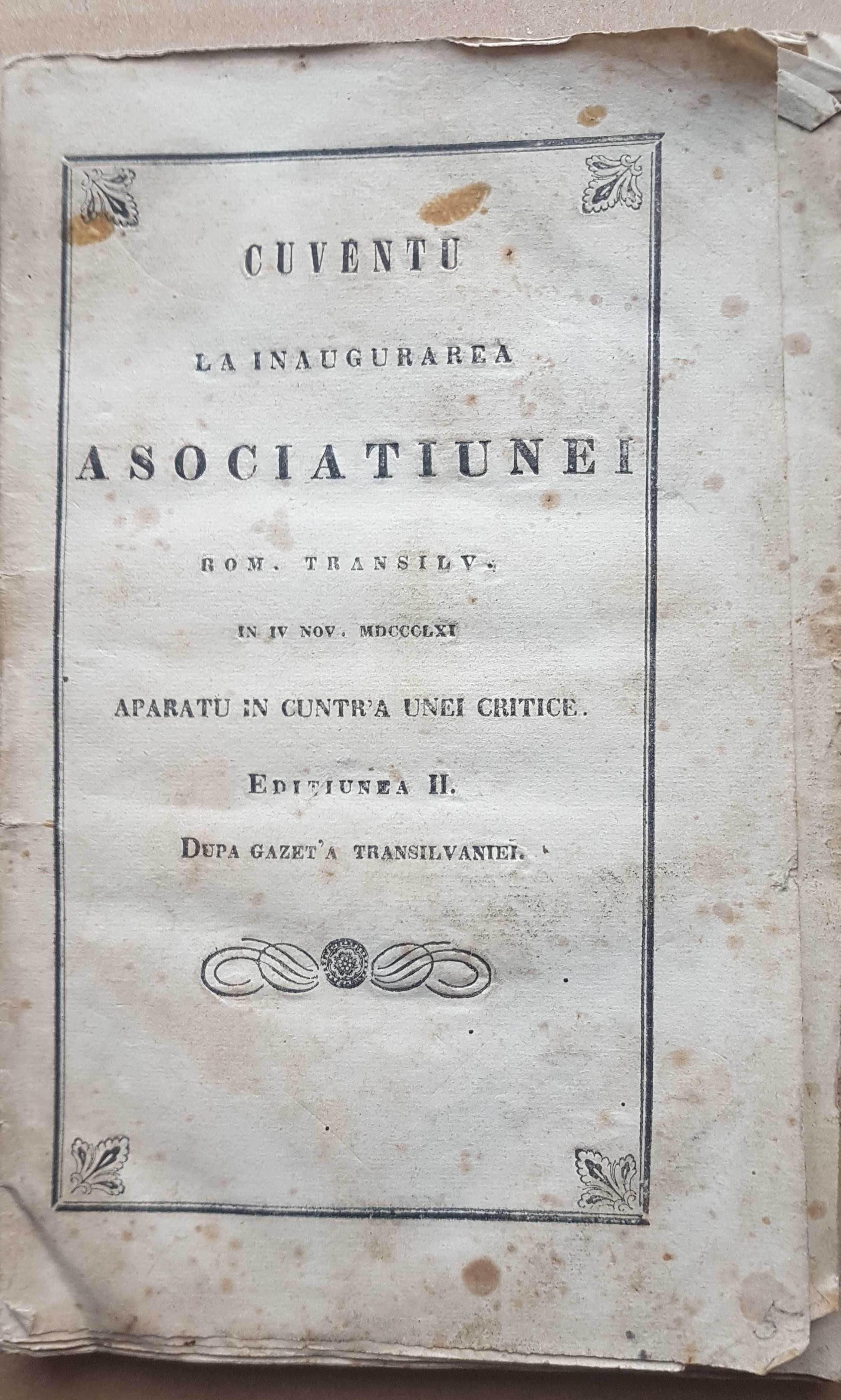 F124-I-T. Cipariu-CUVENTUL Asociatiunii 1861- Gazeta Transilvaniei.