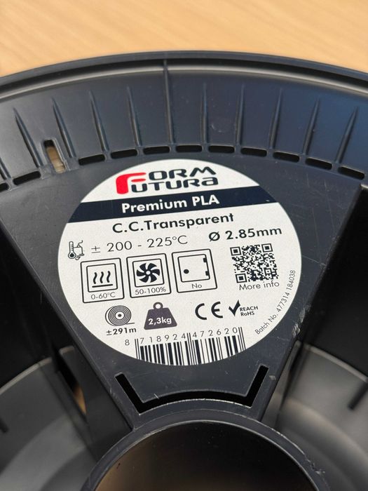 FormFutura Premium PLA Filament - C.C. Transparent, 2.85 mm, 2300 g