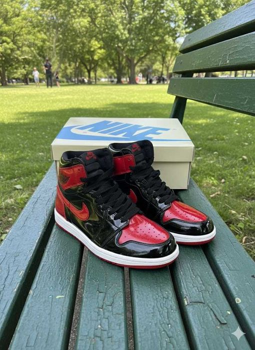 Adidasi Nike Jordan 1 High Patent Bred - Adidasi Unise Premium