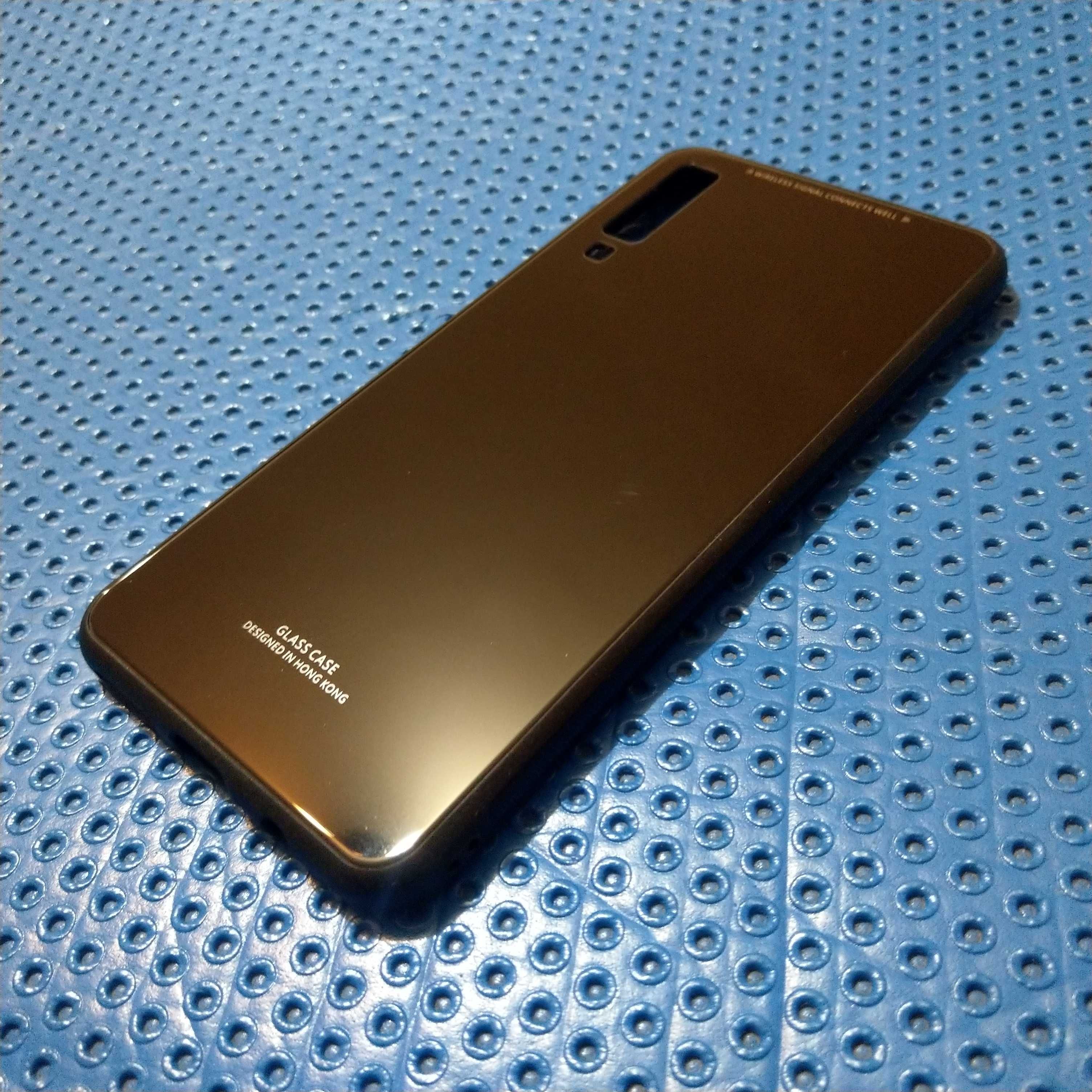 Samsung Galaxy A7 Husa Premium, Carcasa Sticla Spate Margini Silicon