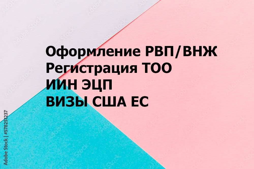 РВП/ВНЖ/Регистрация/ТОО/ИИН/ЭЦП/Визы/Для нерезидентов/Карты