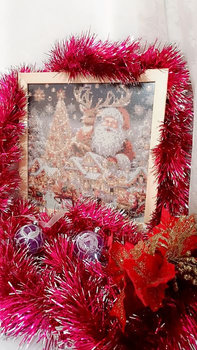 Tablou mozaic cu diamante tematică de Crăciun