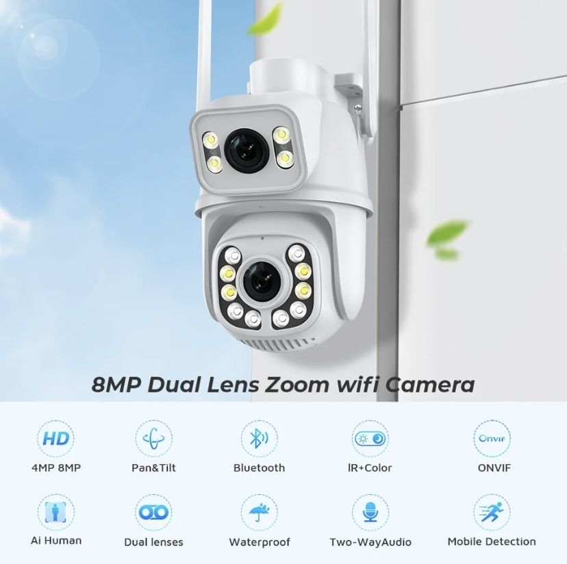 Camera supraveghere 8mp lentile duble 4k Security cam