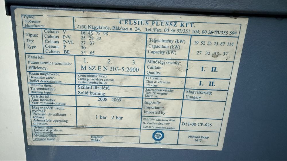 Centrala pe lemne Celsius 52KW