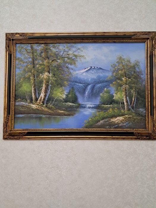 Картина "водопад",  размером 1,0 × 0.75