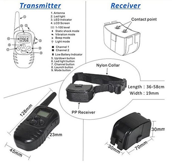 Zgarda electrica reincarcabila pentru dresaj, model 998DR acumulator