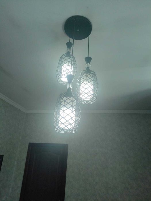 Люстра  плетеная с 3мя плафонами