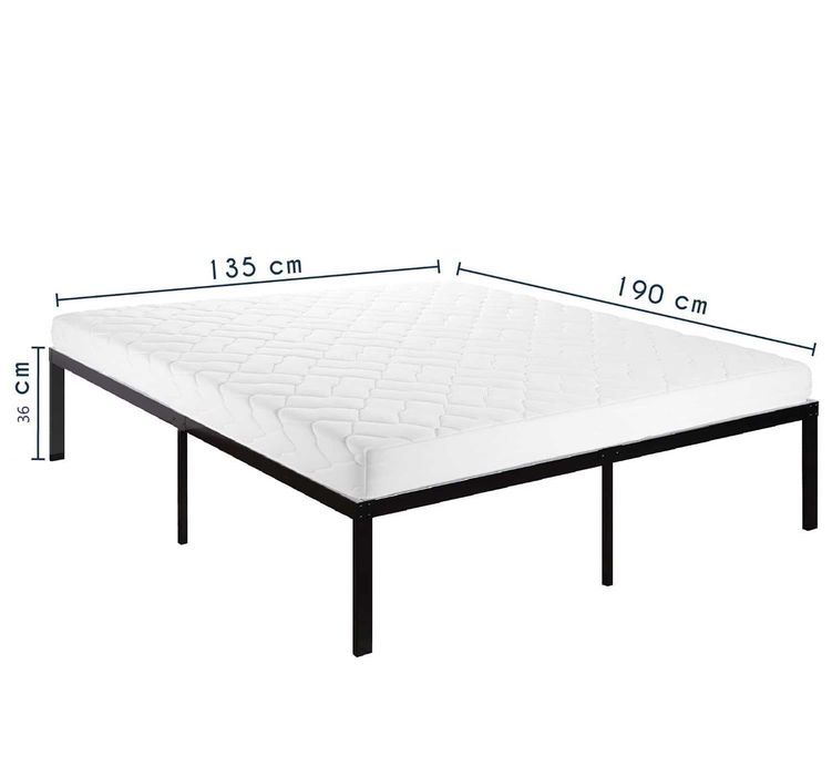 Cadru metalic pat Dreamzie 135 x 190 cm, inaltime 36 cm, negru