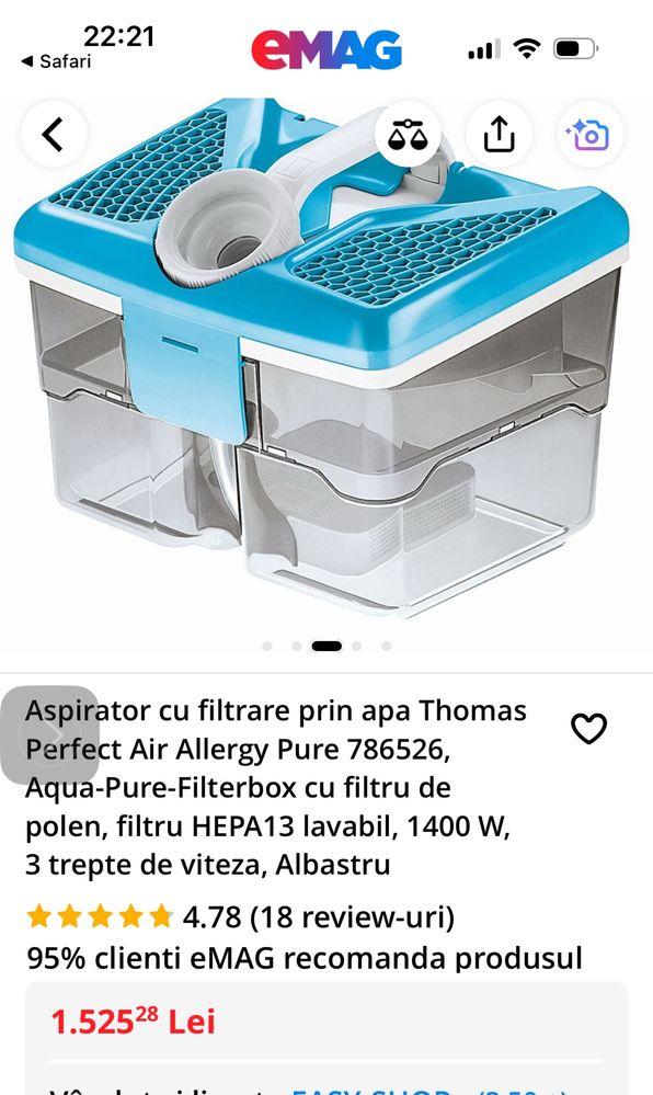 Aspirator cu filtrare prin apa Thomas Perfect Air Allergy
