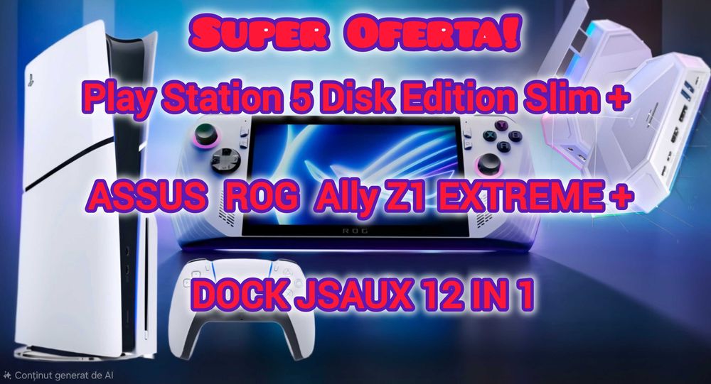 PlayStation 5 slim disc +  Consolă ASUS ROG Ally + Dock JSAUX GARANȚIE
