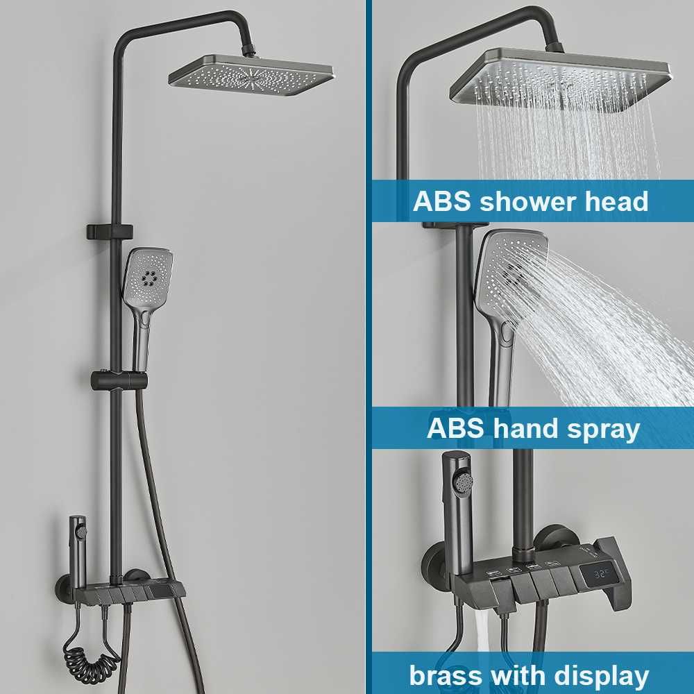 Интелигентен термостатен душ за баня с дисплей / бял / черен / сив