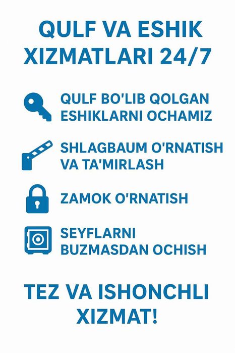 Zamok servis eshik ochish xizmati
