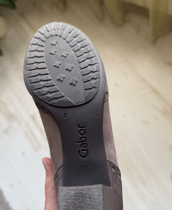 Обувки GABOR-38 ноеер, UK5, сив естествен велур с връзки