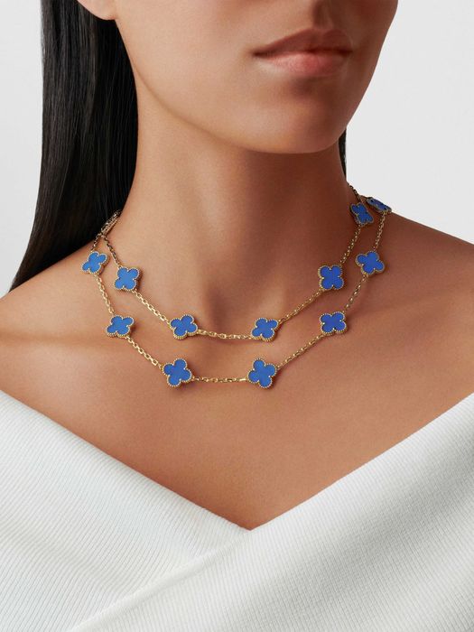 Van Cleef & Arpels VCA Gold Turquoise Agate 20 Alhambra Дамско Колие