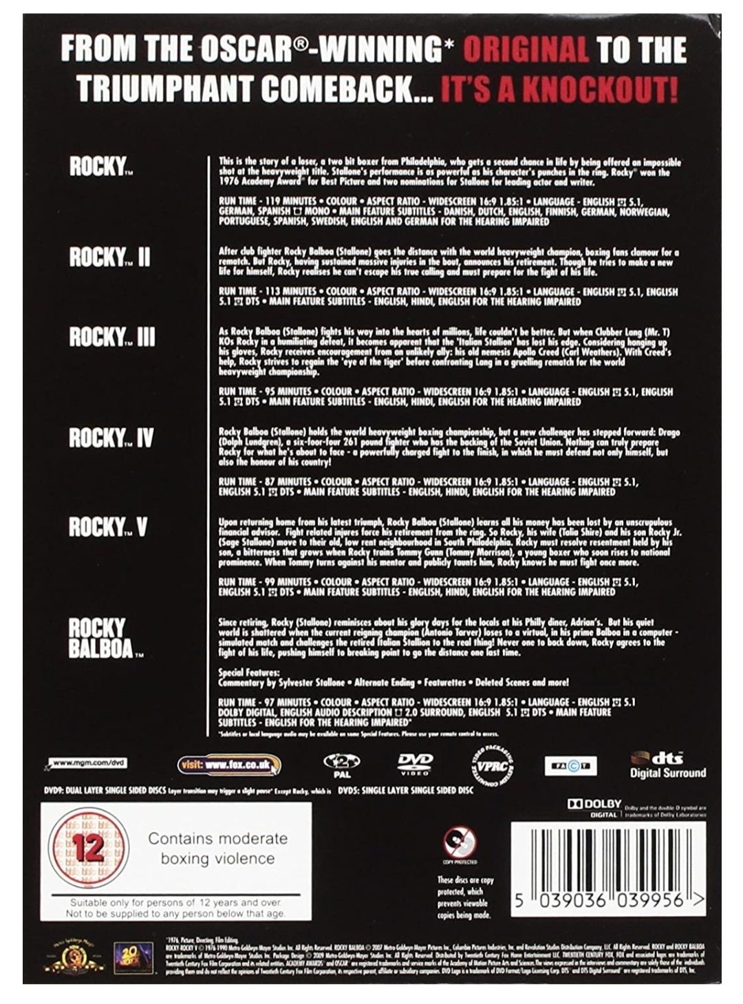 Rocky 1-6 : The Undisputed Complete Collection [DVD] Originale