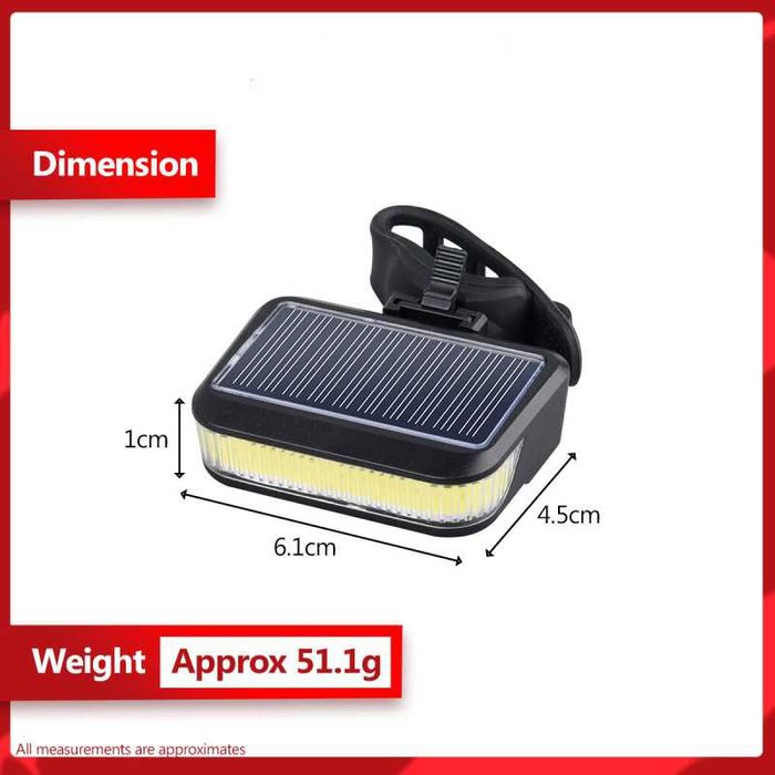 Комбинирана светлина за велосипед 2 в 1, Фар, Стоп, Соларно зареждане