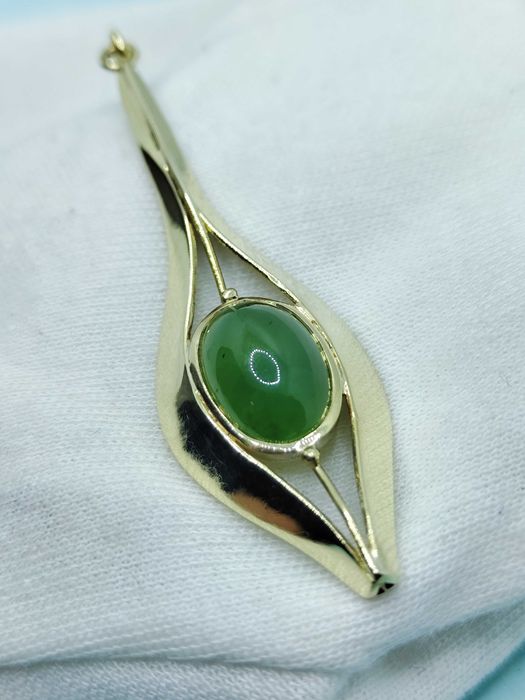 Pandantiv Exclusiv aur 14k cu Jad Jadeit Nephrit Natural