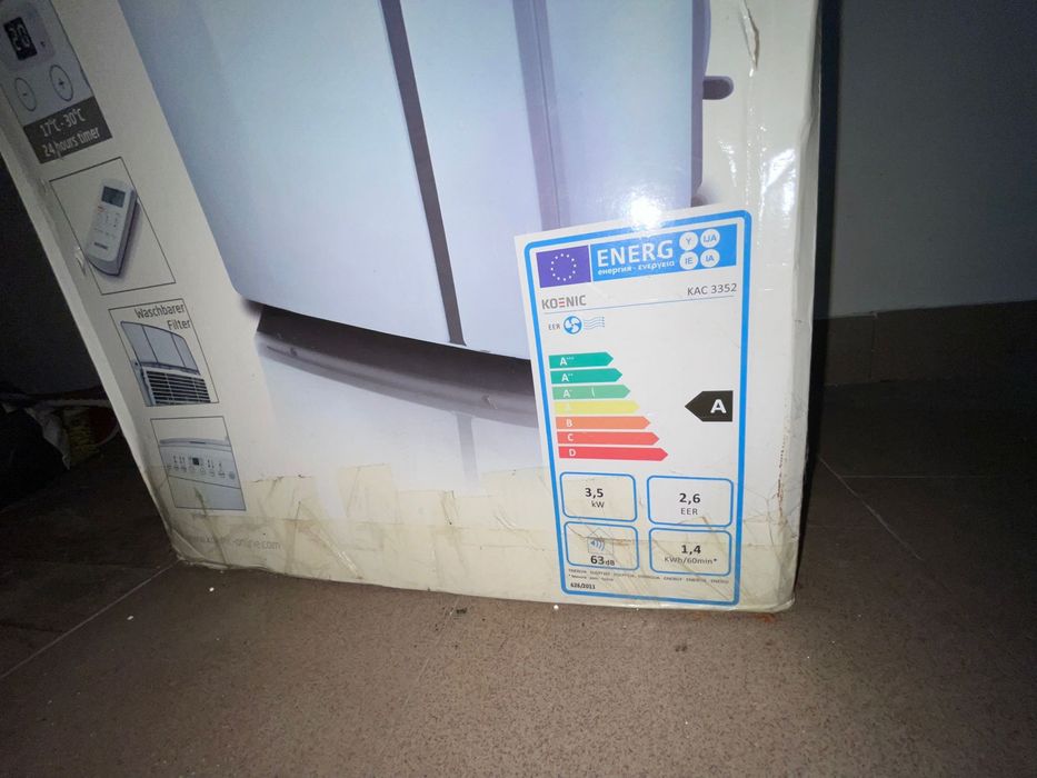 Aer condiționat mobil Koenic KAC 3352 – 12 000 BTU – Ca nou, la cutie