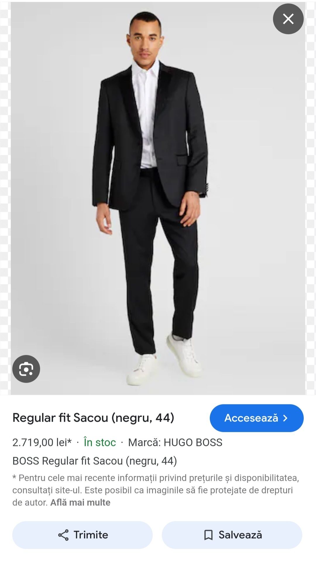 Sacou Hugo Boss Original,Nou cu eticheta,marime 52,L/XL,Negru!Id.Nunta